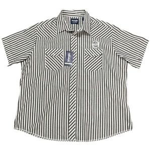 Wrangler Western Shirts Mens XXL Gray White Stripe Pearl Snap Short Sleeve NEW